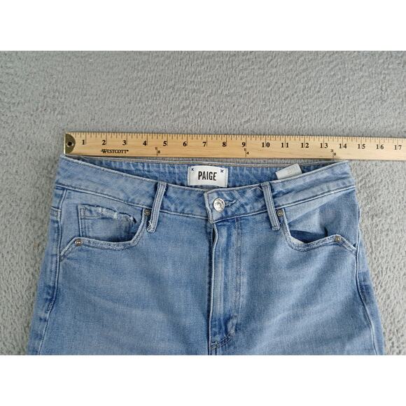 Paige Jeans Womens 28 Light Blue Denim Straight Leg Ripped Pockets Cotton Blend - Picture 7 of 10